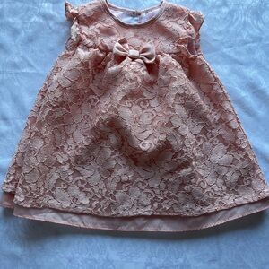 Wonder Nation 6-9 mo. Pink Lace Baby Dress with Bow perfect for Easter